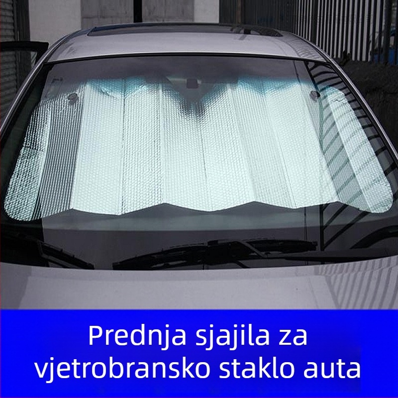 Auto sjenilo za sunce od aluminijske folije, dvostrano, 120–130 g, montaža usisnom čašicom, za prednje staklo