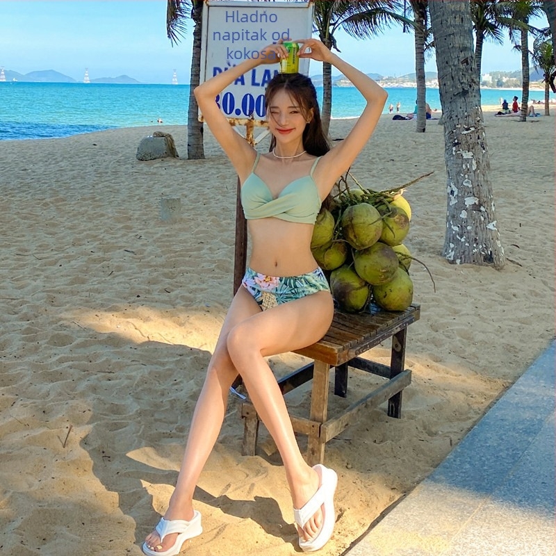 Trodjelni bikini set visokog struka s razdvojenim dizajnom, s jastučićima za prsa, najlon 82%, 200 g, poliester podstava