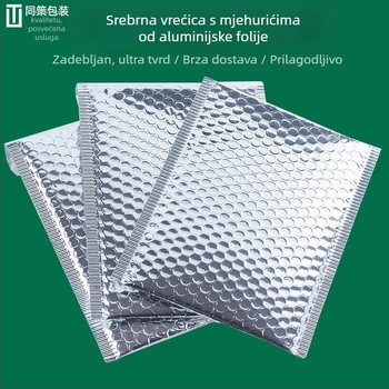 Srebrna kovertna vrećica s bublicama od laminiranog aluminijskog filma, deblja, otporna na udarce, samouzatvarajuća za logističko pakiranje
