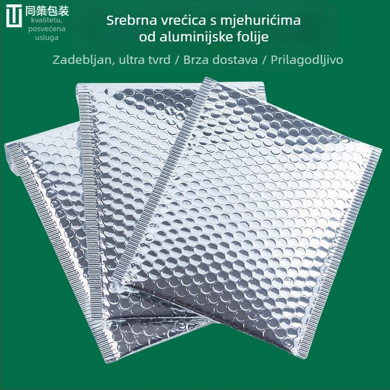 Srebrna kovertna vrećica s bublicama od laminiranog aluminijskog filma, deblja, otporna na udarce, samouzatvarajuća za logističko pakiranje