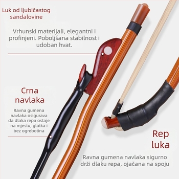 Erhu luk s bijelom konjskom dlakom i ružinim drvetom, profesionalni luk