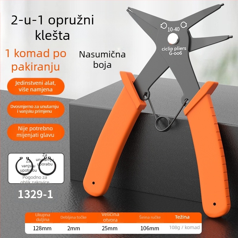 Maibu klešta za circlip – dvostruka namjena, unutarnji i vanjski prstenovi, glava 25 mm, kut glave 45°, težina 108 g, jedan alat, dugotrajna elastičnost