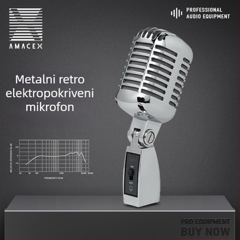 GM-55 dinamički XLR mikrofon za pozornicu i live nastupe, frekvencijski odziv 20 Hz–20 kHz, SNR ≥95 dB, izlaz XLR, pogodan za pozornicu, KTV i intervjue