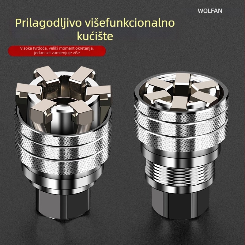Wallfan Univerzalni set ključa s nastavcima — prilagodljivi višestruki alat za utore, Cr-V legura čelika, polirana površina