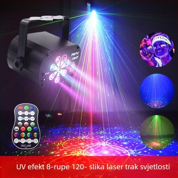 Mini lasersko svjetlo s laserskim + LED + UV izvorom, model R80, DC5V, IP20, pogodno za KTV dvorane, zabave, barove