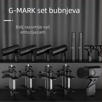 Set bubanj mikrofona za pozornicu, kondenzatorski, kardioidni, za instrumente i živu izvedbu, model 4.7, bežični kompatibilan