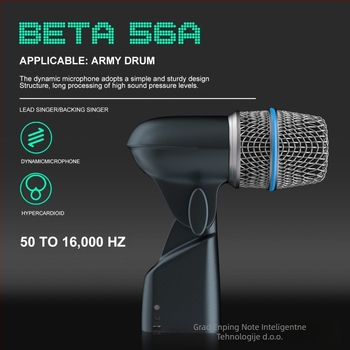 Beta56A dinamički mikrofon za glazbene instrumente, superkardioidan, 100 Hz–20 kHz