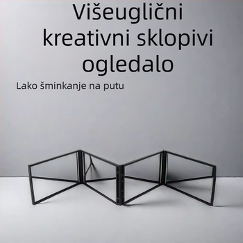 Sklopivo četvero-strano ogledalo za kućno šišanje, vidite stražnji dio glave, ogledalo za šminku, ABS okvir