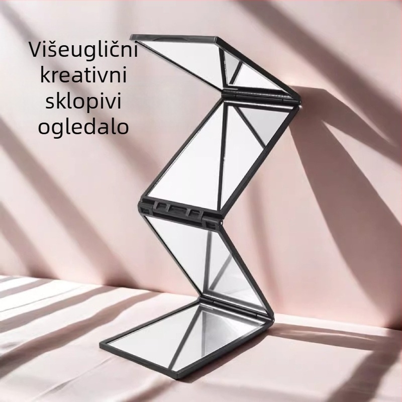 Sklopivo četvero-strano ogledalo za kućno šišanje, vidite stražnji dio glave, ogledalo za šminku, ABS okvir