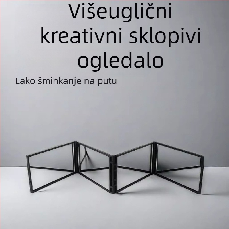 Sklopivo četvero-strano ogledalo za kućno šišanje, vidite stražnji dio glave, ogledalo za šminku, ABS okvir