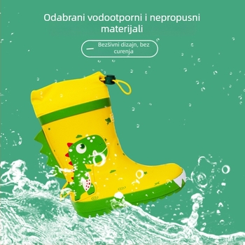 Dječje čizme za kišu – Serija Dinozaur-Jednorog, crtani dizajn, gornji dio od gume, jesen-zima, uzrast 4–12 godina