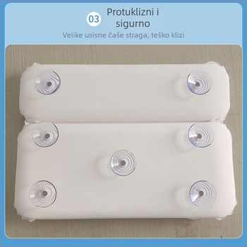 Pravokutni PVC jastučić za kupanje sa usisnom čašicom, vodootporan i neklizajući, vratna potpora, napuhujući jastuk