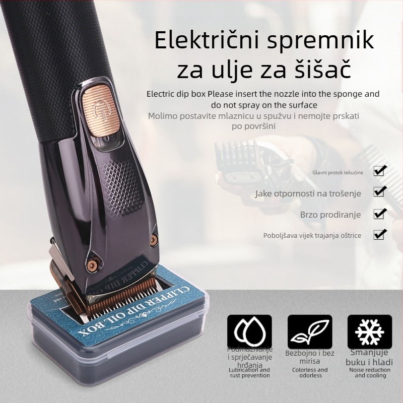 Set za održavanje frizerskih alata: električna kutija za podmazivanje glavica rezača i alati za podmazivanje za frizerski salon (Neto sadržaj: 10)