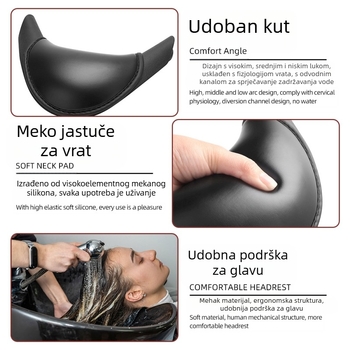 U-oblika silikonski jastuk za pranje kose u frizerskom salonu — protuklizni, udoban i mekan; težina 340 g; marka: Hengtong beauty salon silicone shampoo pillow