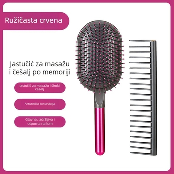 Set češljeva s jastukom zraka: masažni češalj s širokim zubima, antistatijski, ABS plast