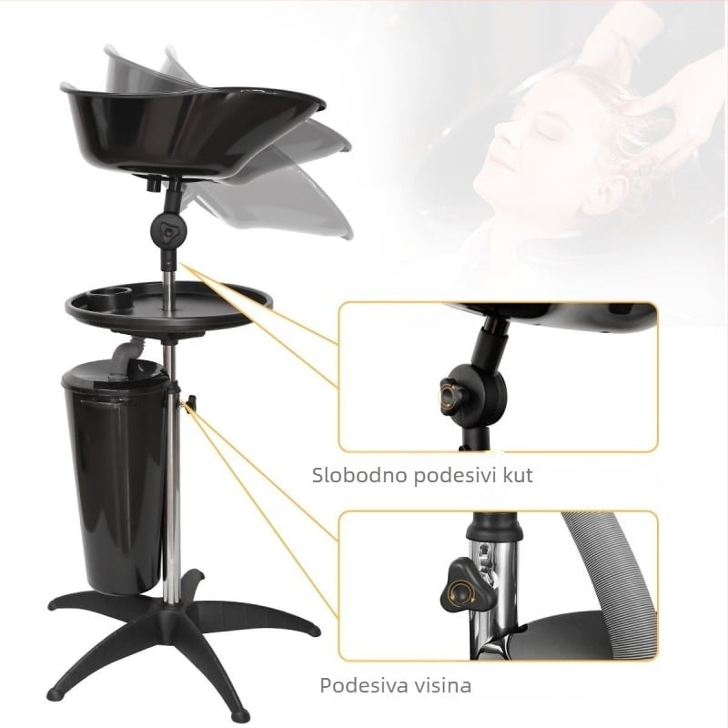 Prijenosna sjedala posuda za pranje kose, za kućnu ili salon upotrebu, lagana, od PP-a, pogodna za trudnice i starije osobe