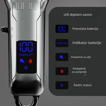 Električni stroj za šišanje kose s LCD zaslonom, oštrice od nehrđajućeg čelika, retro set za odrasle