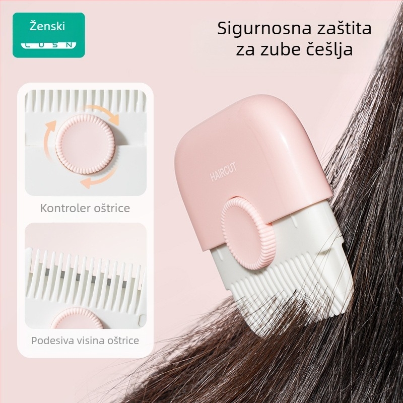 Dječji 2-u-1 trimer-češalj za kosu – oblikovanje šiški i kose, ABS i nehrđajući čelik, marka LUSN/Rushan
