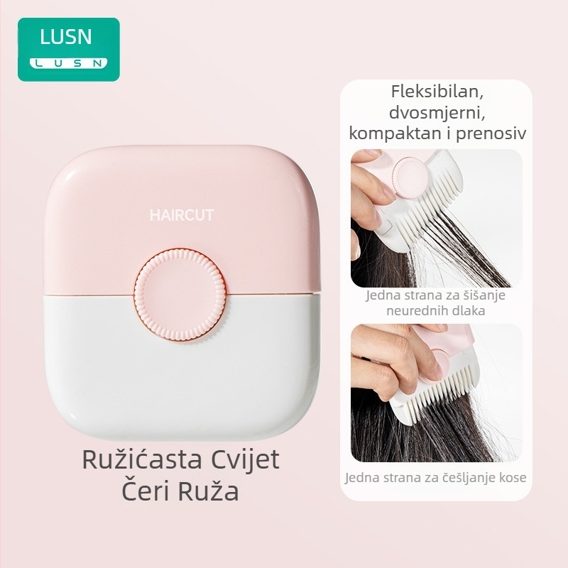 Dječji 2-u-1 trimer-češalj za kosu – oblikovanje šiški i kose, ABS i nehrđajući čelik, marka LUSN/Rushan