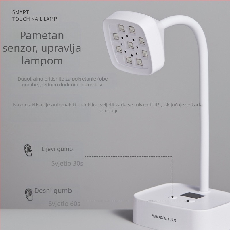 Stolna lampa za manikuru s akumulacijskim napajanjem i indukcijskim punjenjem, senzorom, 27W, model 223