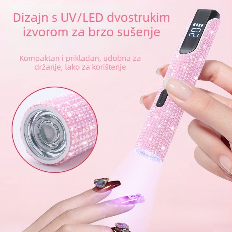 UV LED lampa za nokte gel – ručna, prijenosna, napajanje baterijama, model J10 Diamond Word Light