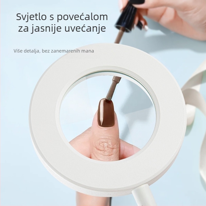 Stolna lampa s 5x povećalom, USB napajanje, metalna stezaljka, 360° rotirajući fleksibilan vrat, trobojnim osvjetljenjem i 10 razina svjetline