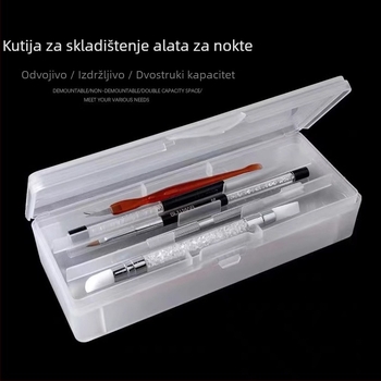 Kutija za pohranu alata za nokte, prijenosna, dvostruka razina s odvojivim pregradama, plastična konstrukcija