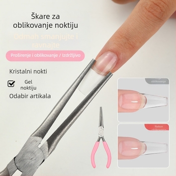 Metalni set kliješta za oblikovanje produženih noktiju s dugim špicastim krajem, alat za manikuru, 66,5 g