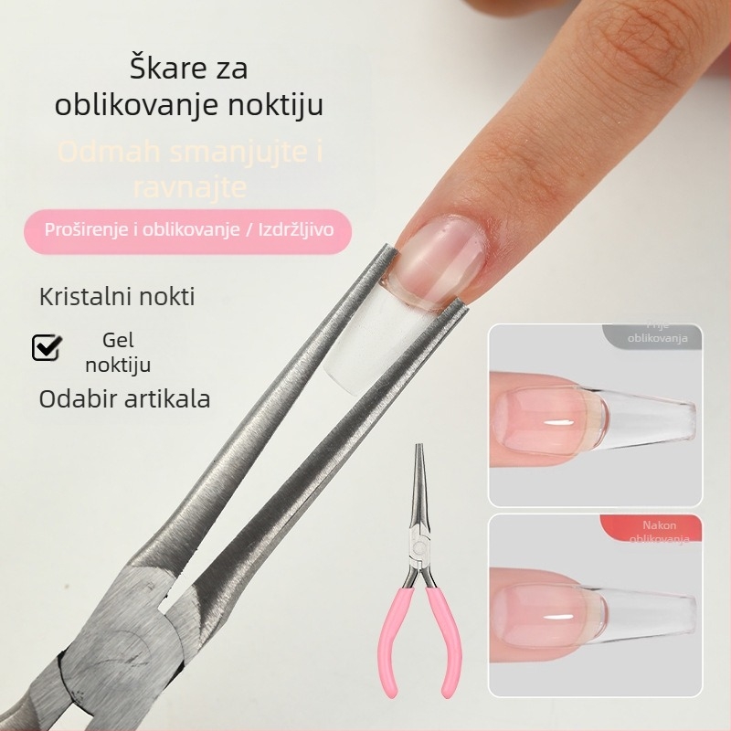 Metalni set kliješta za oblikovanje produženih noktiju s dugim špicastim krajem, alat za manikuru, 66,5 g