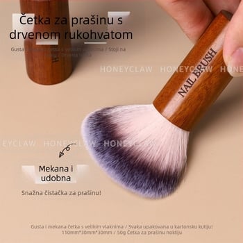 Četkica za prašinu za manikuru s drvenim držalom, mekane vlasi za čišćenje noktiju, alat za salon noktiju