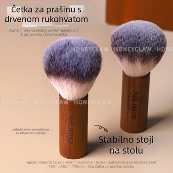 Četkica za prašinu za manikuru s drvenim držalom, mekane vlasi za čišćenje noktiju, alat za salon noktiju
