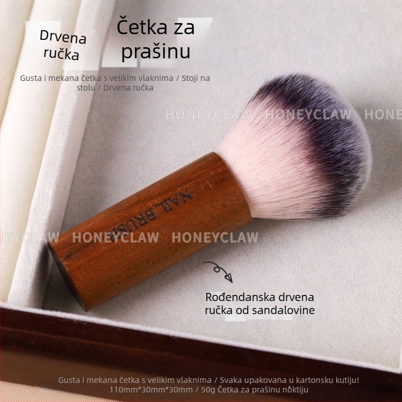 Četkica za prašinu za manikuru s drvenim držalom, mekane vlasi za čišćenje noktiju, alat za salon noktiju