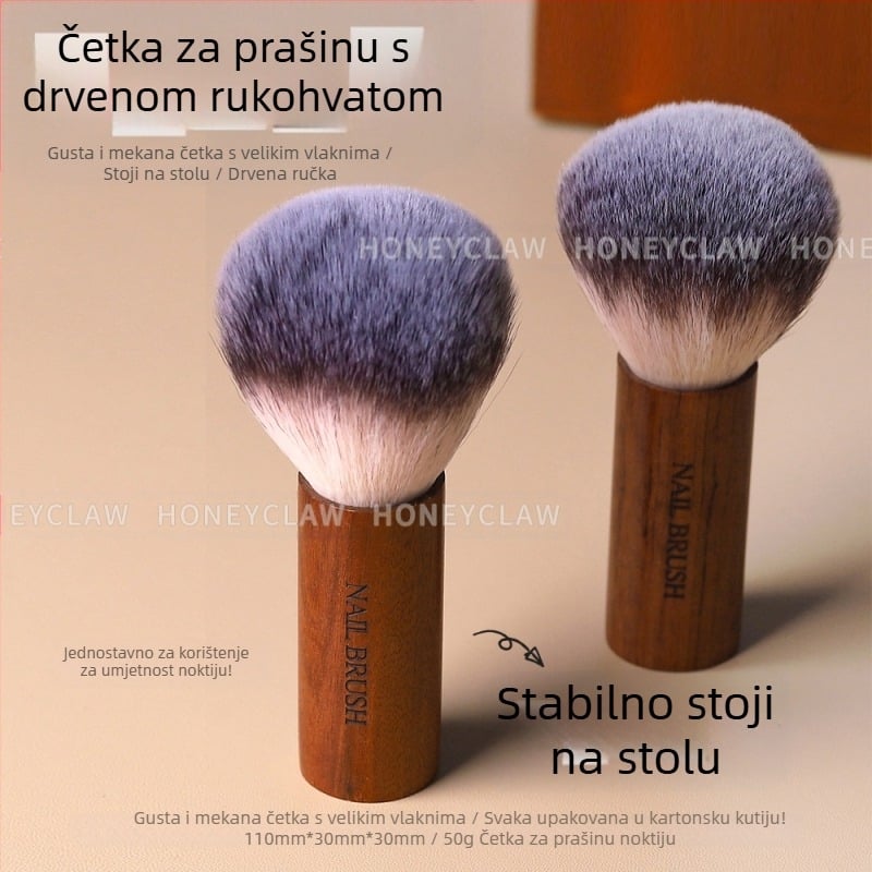 Četkica za prašinu za manikuru s drvenim držalom, mekane vlasi za čišćenje noktiju, alat za salon noktiju