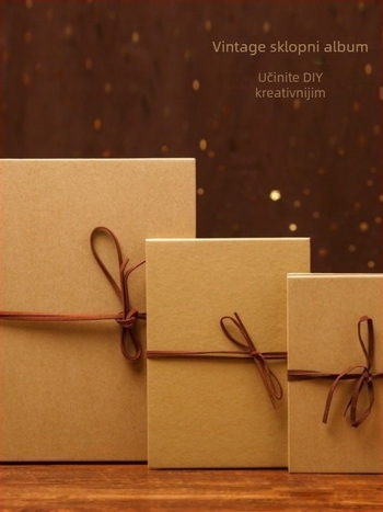 Fotoalbum u akordeonskom stilu s papirnatim omotom; spreman za poklon za novi dom; idealno za razredne kolege i Božić