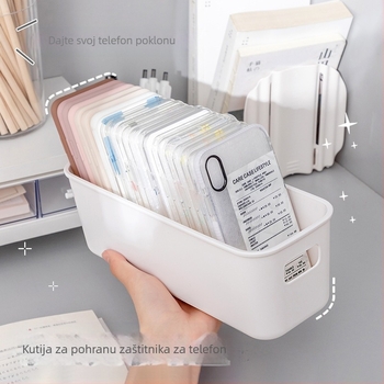 Stolna kutija za skladištenje, bez poklopca, pravokutnog oblika, od PP plastike, kapacitet 2L, model 3170, za uredski materijal, mobitele, kozmetiku i sitnice