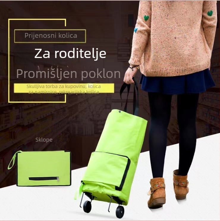 Košara s kotačićima za kupovinu, vodootporan Oxford platno, prilagođeni tisak, toplinski transfer, nosivost 15 kg