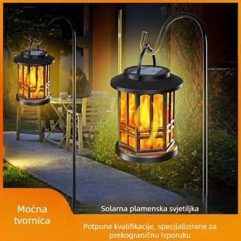 Solarni LED lampion za vrt s efektom plamena, IP65, 0,5W, 1,2V, trajanje osvjetljenja 6–12 sati, 2835 LED dioda