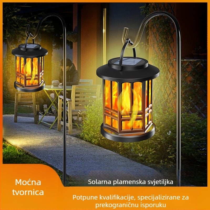 Solarni LED lampion za vrt s efektom plamena, IP65, 0,5W, 1,2V, trajanje osvjetljenja 6–12 sati, 2835 LED dioda