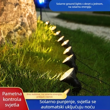 Solarne vrtne LED žice, 10 LED, IP65, solarno napajanje, ugradnja u tlo, radno vrijeme 6-12 sati