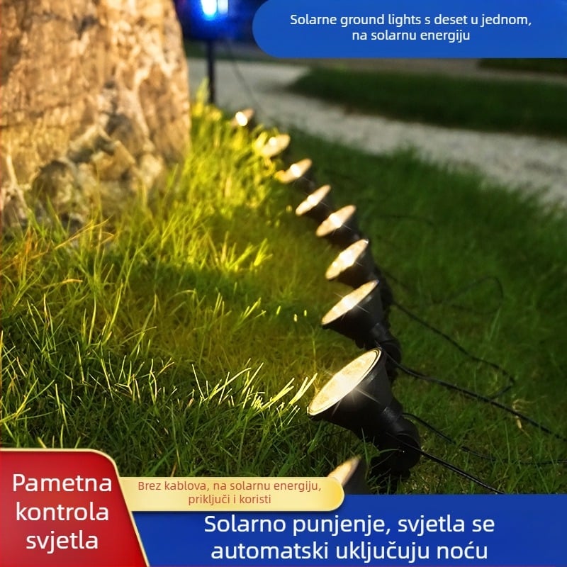 Solarne vrtne LED žice, 10 LED, IP65, solarno napajanje, ugradnja u tlo, radno vrijeme 6-12 sati