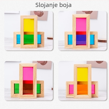 Drvene građevne blokove od gumovog drveta i akrilnih dugačkih dijelova, prilagodba logotipa, za djecu 4–6 godina, 0–38 komada, 0,95 kg