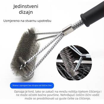 Dvostruka četka za čišćenje grilla s čeličnim žicom i oprugom, PP držač, pakiranje 50 kom