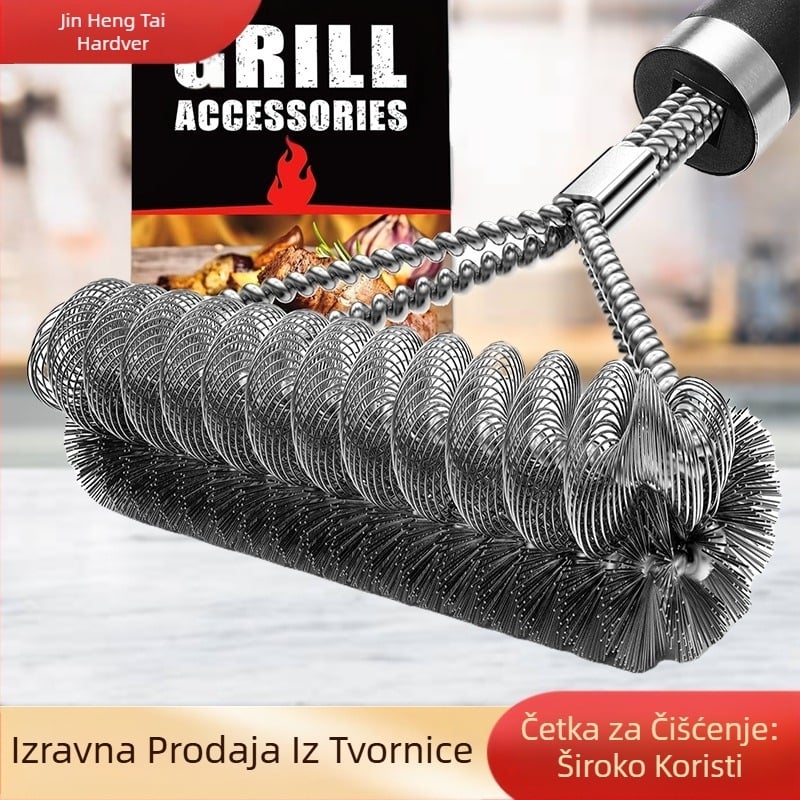 Četka za čišćenje roštilja s drškom – gusto spiralno opruga, vlakna 201, držak PP, pakiranje 60, Jin Hengtai
