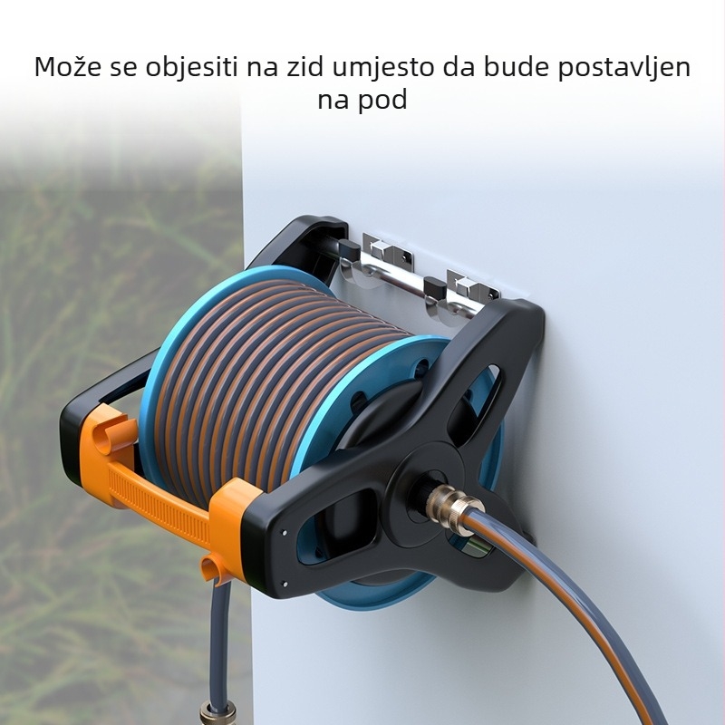 Zidni držač za crijevu za vrt s galvaniziranim metalnim okvirom; Težina: 25; Materijal: galvanizirani