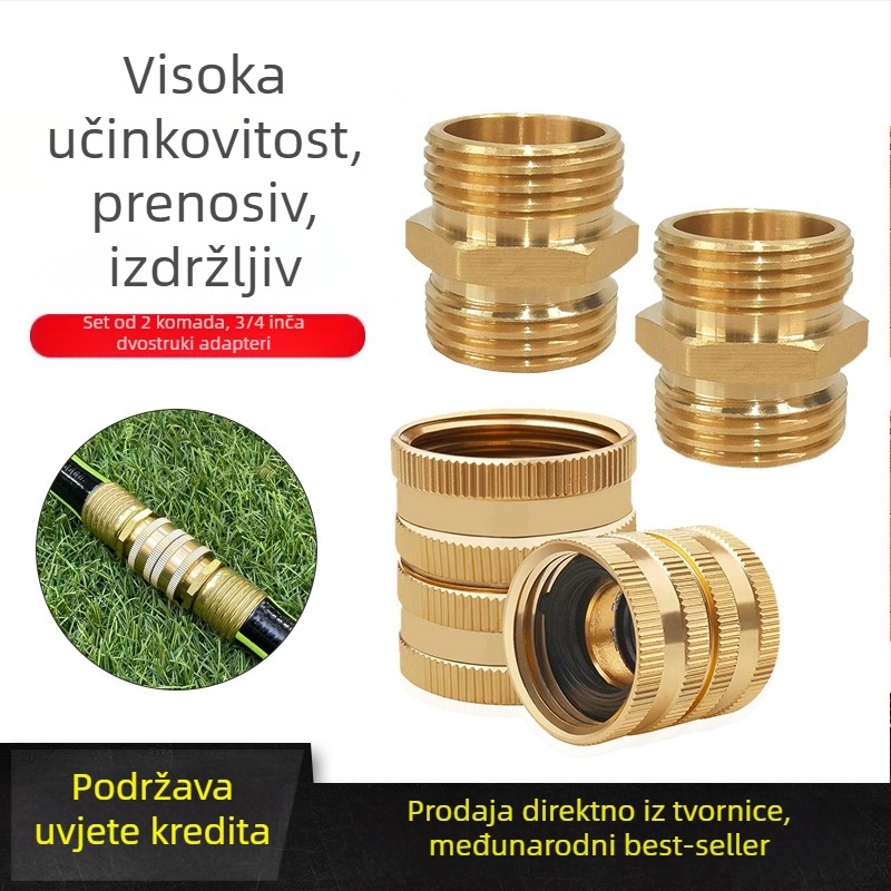 Bakarni adapter za baštenski crevo s muškim i ženskim brzim spojnicama