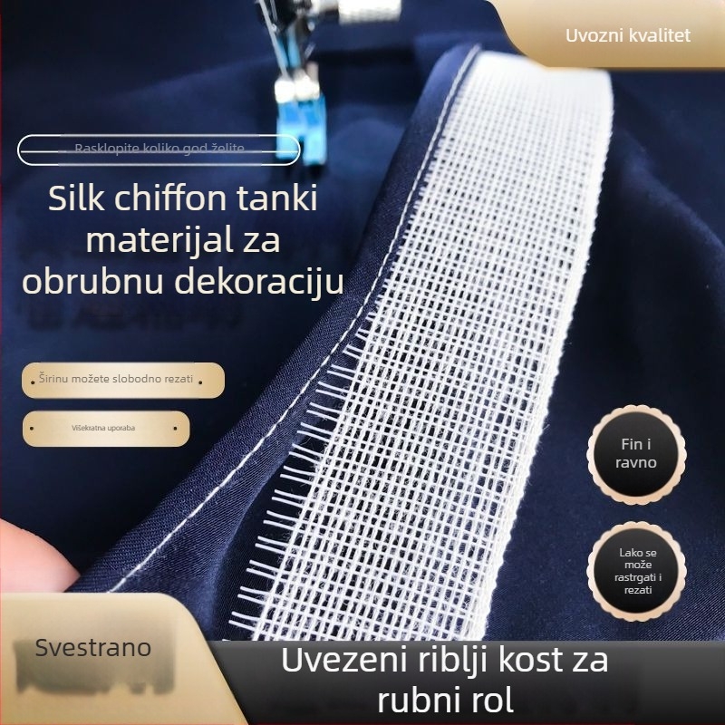 Vjenčani rub haljine + svila šifon, fishbone šivanje, podstava horsetail + (Brand: other girls; Materijal: silk chiffon; Namjena: rub haljine; Tehnika: fishbone hemming; Podstava: horsetail)