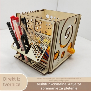 Drvena posuda za vunu - višenamjenska kutija za skladištenje za pletenje, moderni minimalistički stil, Yongyue