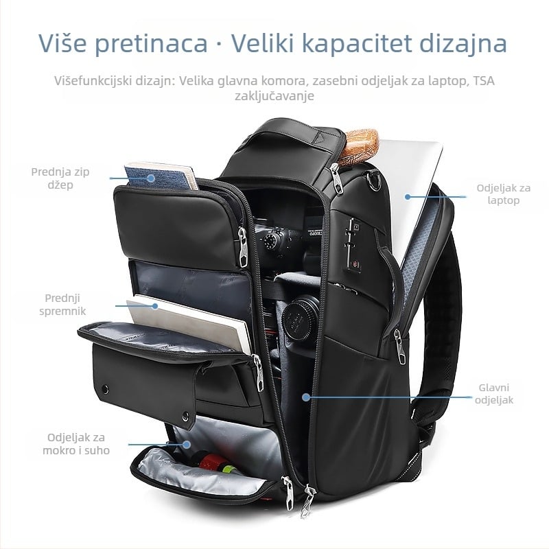 Outwalk ruksak za kameru – vodootporan, zaštita od krađe, otporan na habanje Oxford tkanina, zakrivljeni remen na ramenu, pogodan za DSLR i bezzrcalne kamere