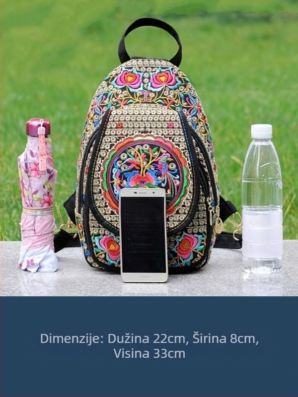Ženski platneni ruksak s retro uzorkom i yunnan etničkim uzorkom, višenamjenska putna torba (20-35L, ultralagana)