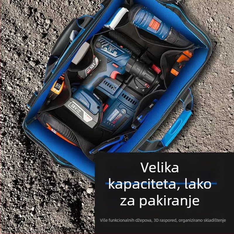 Prijenosna višenamjenska torba za alat s ojačanim platnom za električare